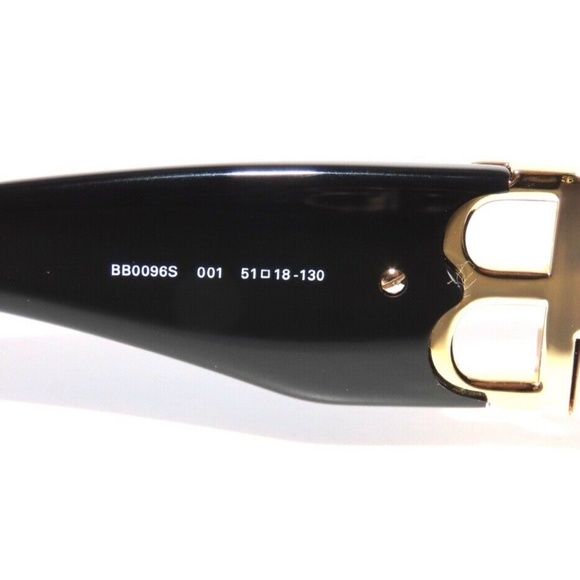 Balenciaga BB0096S 001 Black Gold Gray Sunglasses main image 6